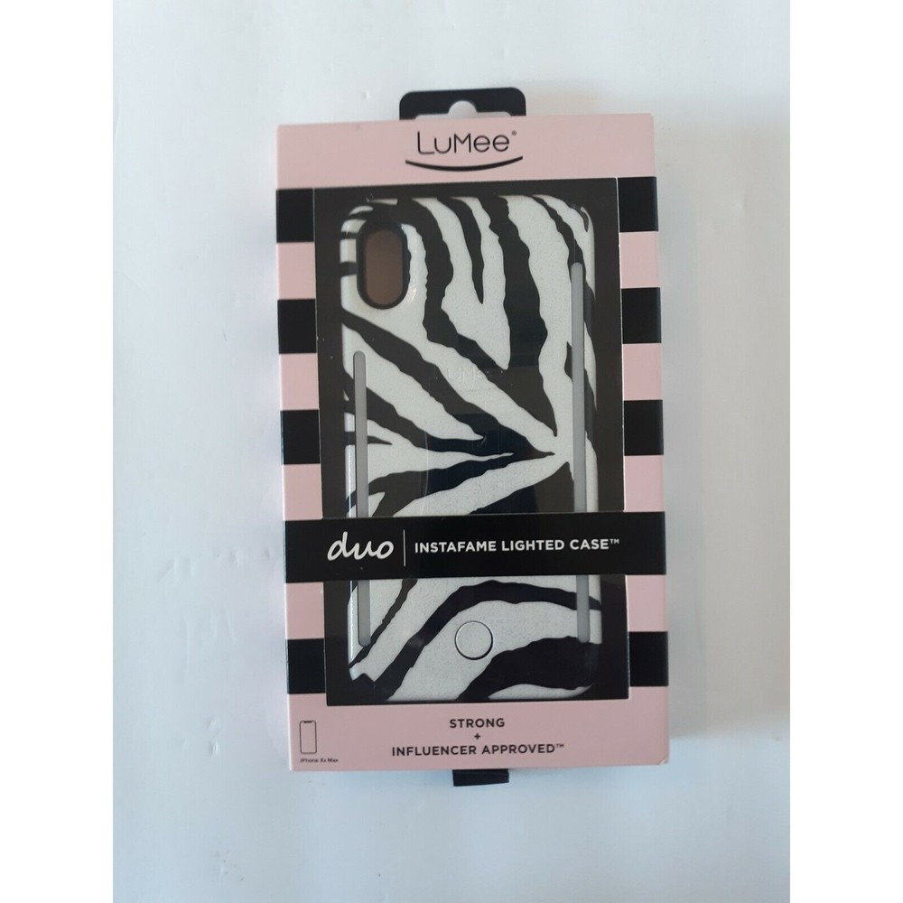 New LuMee Duo Zebra Glitter Print Illuminating  Case For iPhone XS Max